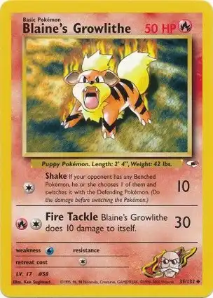 Blaine's Growlithe 35/132 Gym Heroes