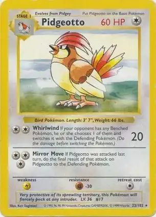 Pidgeotto 22/102 Base Set Shadowless