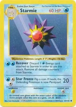 Starmie 64/102 Base Set Shadowless