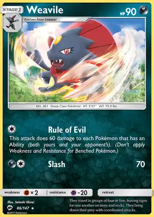 Weavile 86/147 Burning Shadows