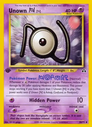Unown [N] 50/75 Neo Discovery 1st Edition