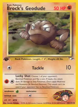 Brock's Geodude 38/132 Gym Heroes 1st Edition