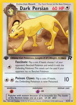 Dark Persian 42/82 Team Rocket 1st Edition