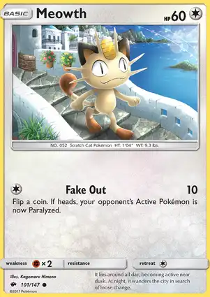 Meowth 101/147 Burning Shadows