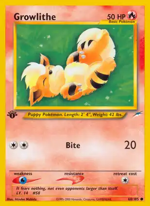 Growlithe 68/105 Neo Destiny 1st Edition