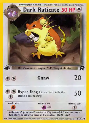 Dark Raticate 51/82 Team Rocket 1st Edition