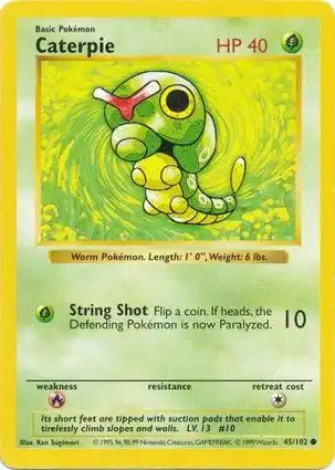 Caterpie 45/102 Base Set Shadowless