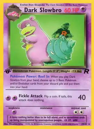 Dark Slowbro 29/82 Team Rocket 1st Edition