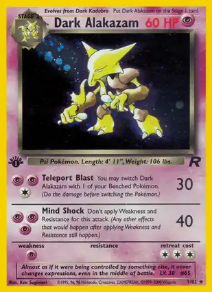 Dark Alakazam 1/82 Team Rocket 1st Edition