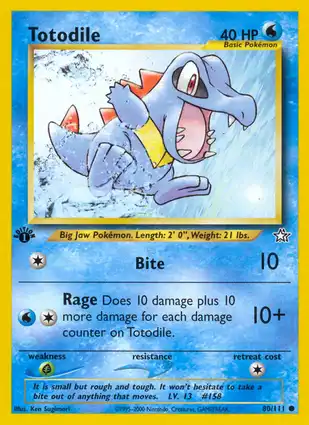 Totodile 80/111 Neo Genesis 1st Edition