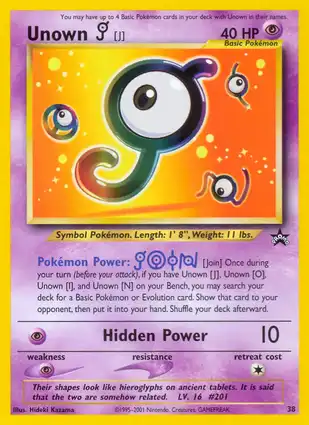 Unown J 38 Wizards of the Coast Promos