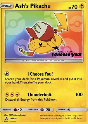 Ash's Pikachu SM108 Sun & Moon Promos