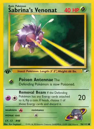 Sabrina's Venonat 96/132 Gym Heroes 1st Edition