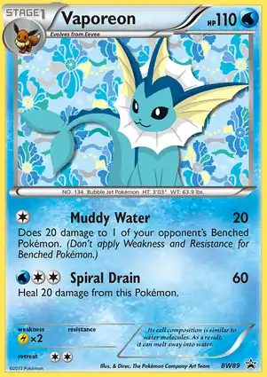Vaporeon BW89 Black & White Promos