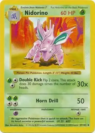 Nidorino 37/102 Base Set Shadowless