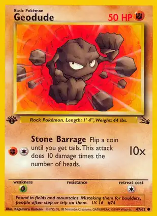 Geodude 47/62 Fossil 1st Edition