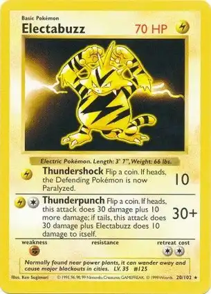 Electabuzz 20/102 Base Set Shadowless