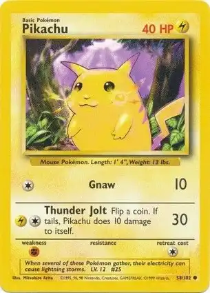 Pikachu 58/102 Base Set Unlimited