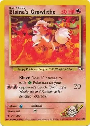 Blaine's Growlithe 62/132 Gym Heroes