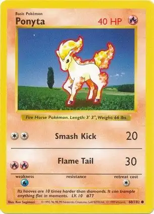 Ponyta 60/102 Base Set Shadowless