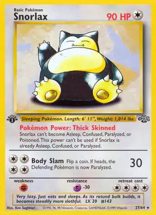 Snorlax 27/64 Jungle 1st Edition