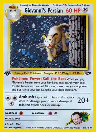 Giovanni's Persian 8/132 Gym Challenge 1st Edition