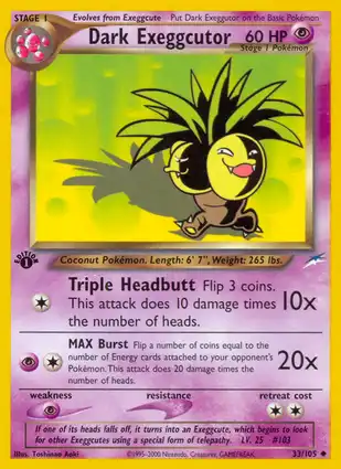Dark Exeggutor 33/105 Neo Destiny 1st Edition