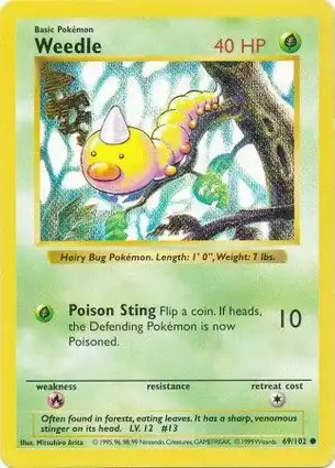 Weedle 69/102 Base Set Shadowless