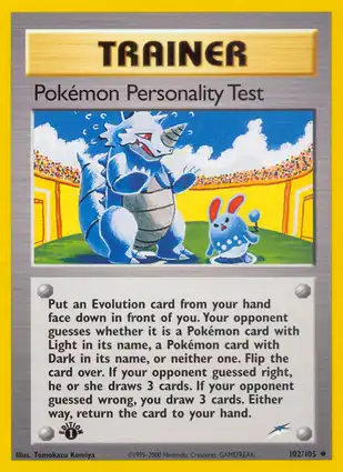 Pokémon Personality Test 102/105 Neo Destiny 1st Edition