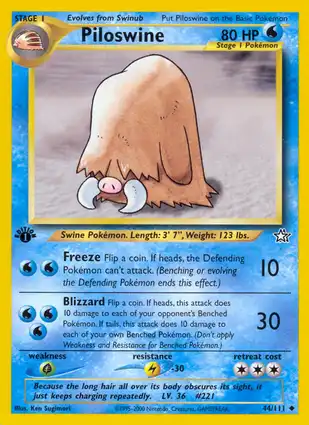 Piloswine 44/111 Neo Genesis 1st Edition