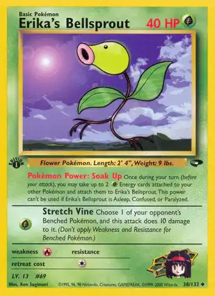 Erika's Bellsprout 38/132 Gym Challenge 1st Edition