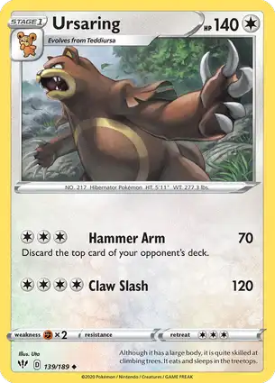 Ursaring 139/189 Darkness Ablaze