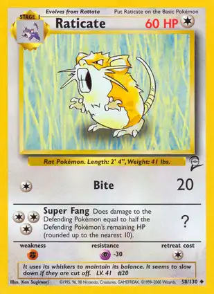 Raticate 58/130 Base Set 2