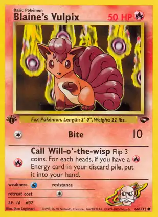 Blaine's Vulpix 66/132 Gym Challenge 1st Edition