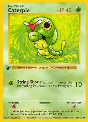 Caterpie 45/102 Base Set 1st Edition