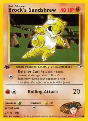 Brock's Sandshrew 71/132 Gym Heroes 1st Edition