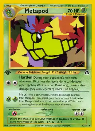 Metapod 42/75 Neo Discovery 1st Edition