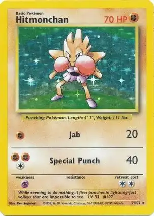 Hitmonchan 7/102 Base Set Unlimited