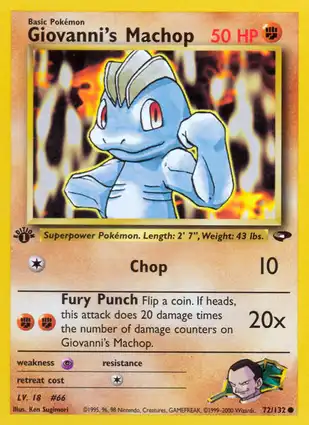 Giovanni's Machop 72/132 Gym Challenge 1st Edition