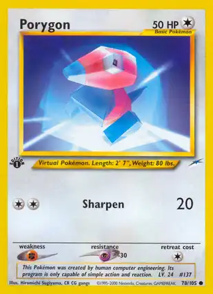 Porygon 78/105 Neo Destiny 1st Edition