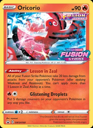 Oricorio SWSH168 Sword & Shield Promos