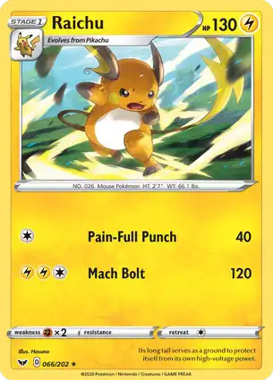 Raichu 066/202 Sword & Shield
