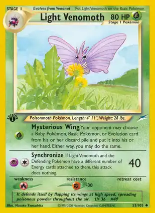 Light Venomoth 53/105 Neo Destiny 1st Edition