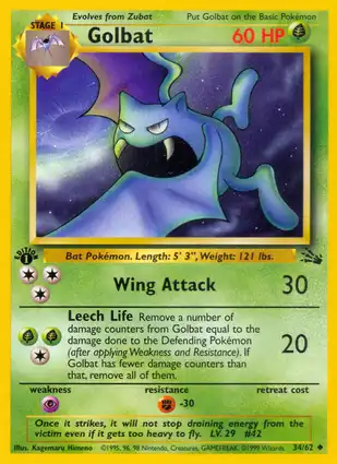 Golbat 34/62 Fossil 1st Edition