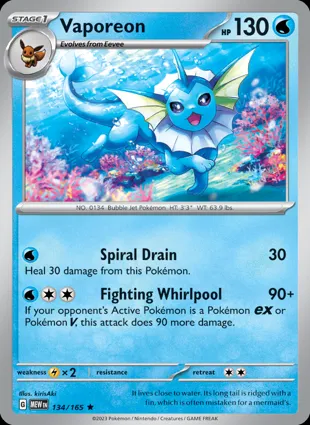 Vaporeon 134/165 Scarlet & Violet 151