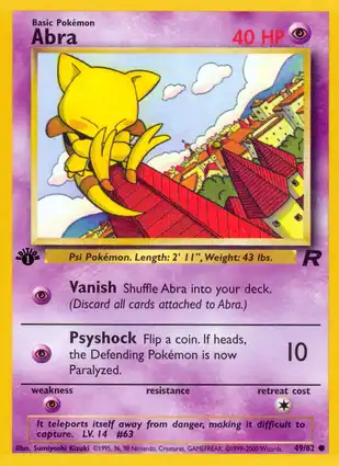 Abra 49/82 Team Rocket 1st Edition