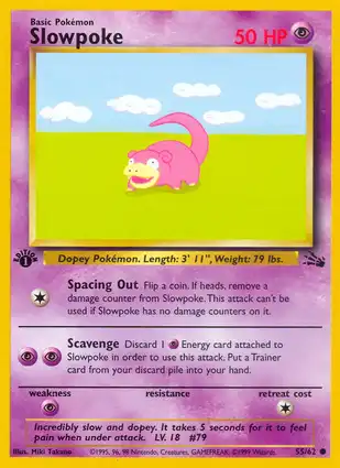 Slowpoke 55/62 Fossil 1st Edition