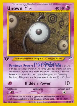 Unown [P] 58/105 Neo Destiny 1st Edition