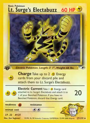 Lt. Surge's Electabuzz 27/132 Gym Heroes 1st Edition
