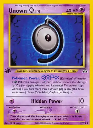 Unown [D] 47/75 Neo Discovery 1st Edition